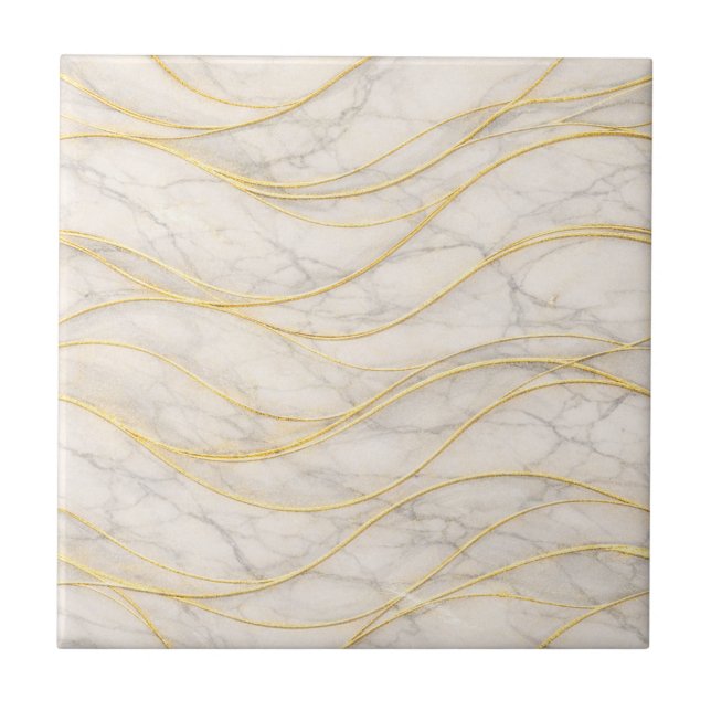 Carreau Marbre Golden Serenity Waves – Luxe sans joints (Devant)