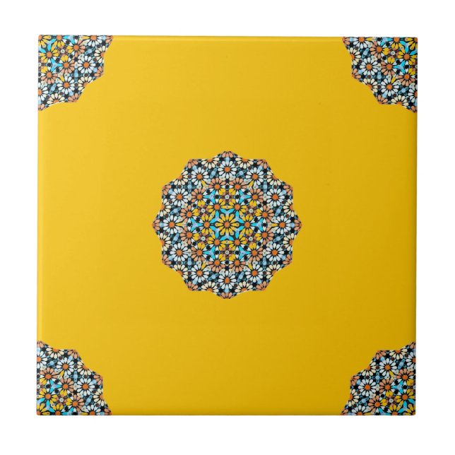 Carreau Marbre jaune et turquise Mosaïque marocaine (Devant)