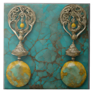 Carreau Marbre Jaune Métal Art Sculpté