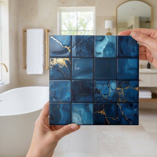Carreau Marbre Mix 4x4 Carrés Bleu ID1186a (Créateur téléchargé)