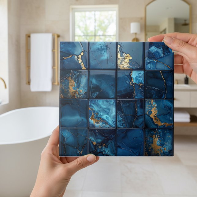 Carreau Marbre Mix 4x4 Carrés Bleu ID1186b (Créateur téléchargé)