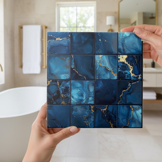 Carreau Marbre Mix 4x4 Carrés Bleu ID1186c (Créateur téléchargé)