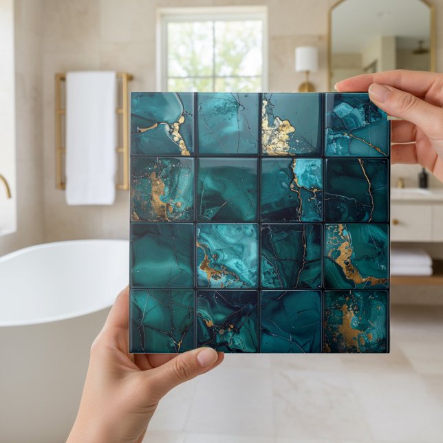 Carreau Marbre Mix 4x4 Carrés Turquoise ID1186b (Créateur téléchargé)