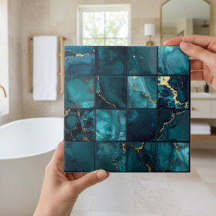 Carreau Marbre Mix 4x4 Carrés Turquoise ID1186c