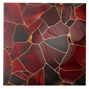 Carreau Marbre Mosaïque Or Rouge, Illustration Numérique