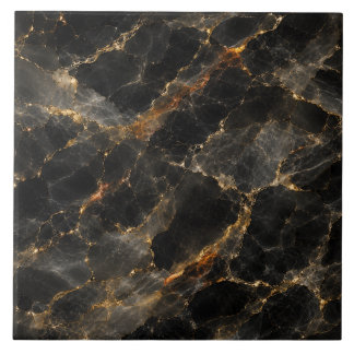 Carreau Marbre Noir de Luxe avec Veines d'Or Abstraites en