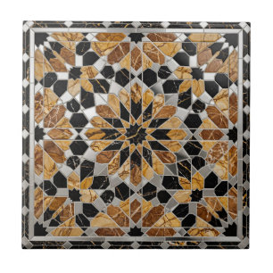 Carreau Marbre noir doré marocain moderne de luxe argenté