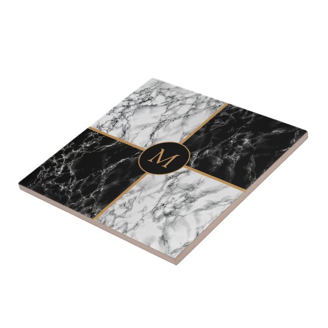 Carreau Marbre noir et blanc - Personnalisable - tendance (Côté)