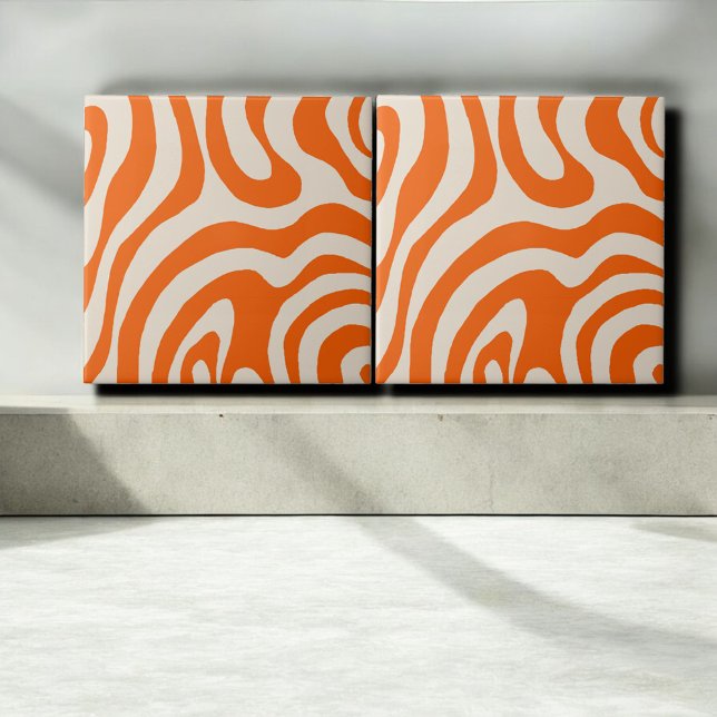 Carreau Marbre orange Abstrait Super Gras Moderne (Créateur téléchargé)