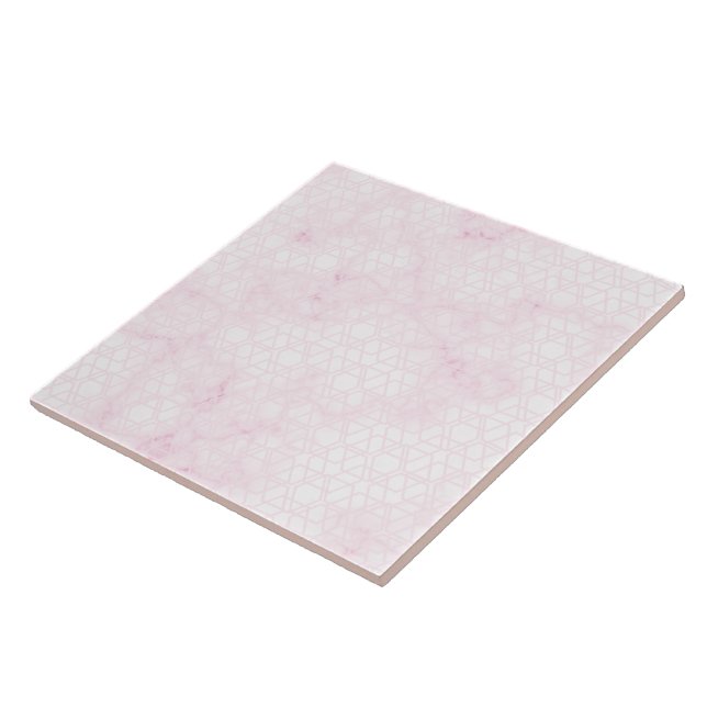 Carreau Marbre poussiéreux géométrique rose (Côté)