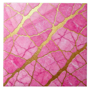 Carreau Marbre rose chaud et or