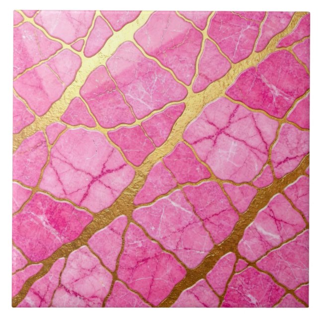 Carreau Marbre rose chaud et or (Devant)