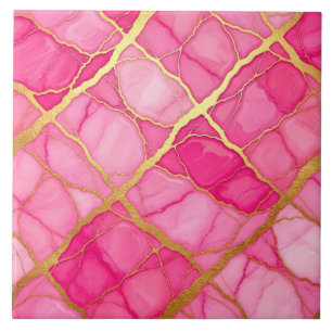 Carreau Marbre rose chaud et or