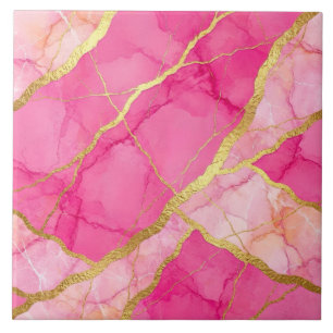 Carreau Marbre rose chaud et or