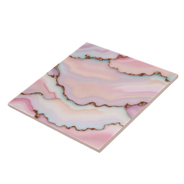 Carreau Marbre rose clair Agate Collection moderne (Côté)