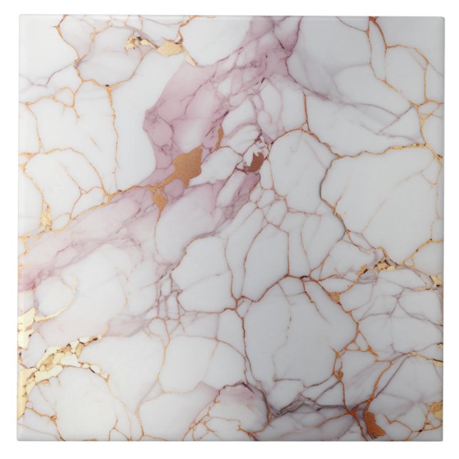 Carreau Marbre rose et blanc fissuré avec de l'or (Devant)