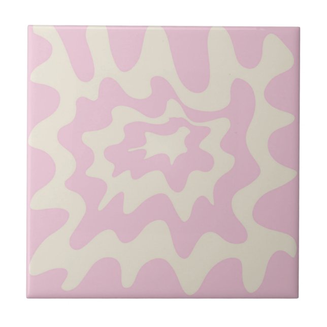 Carreau Marbre rose Super Wavy Stripe Printemps moderne (Devant)