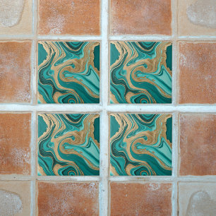 Carreau Marbre turquoise et or