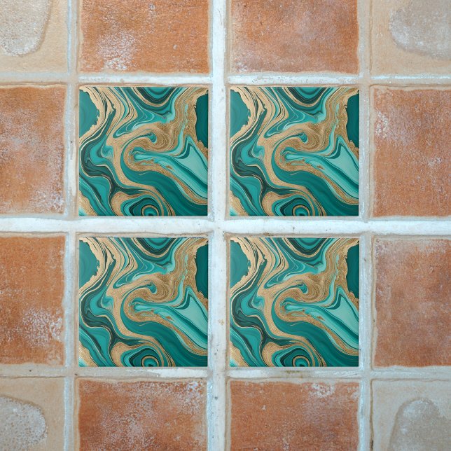 Carreau Marbre turquoise et or (Créateur téléchargé)