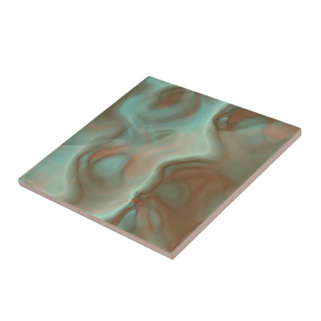 Carreau Marbre turquoise et rouille Abstrait (Côté)