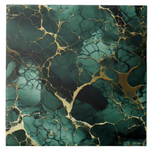 Carreau Marbre Turquoise, Veines Dorées, Élégance Sans Cou