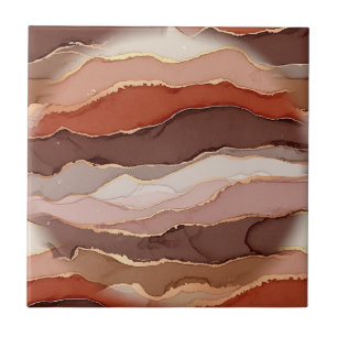 Carreau Marbre Veine d'Or Terracotta - Luxe Chaud