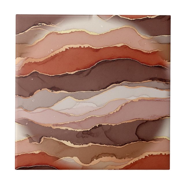 Carreau Marbre Veine d'Or Terracotta - Luxe Chaud (Devant)