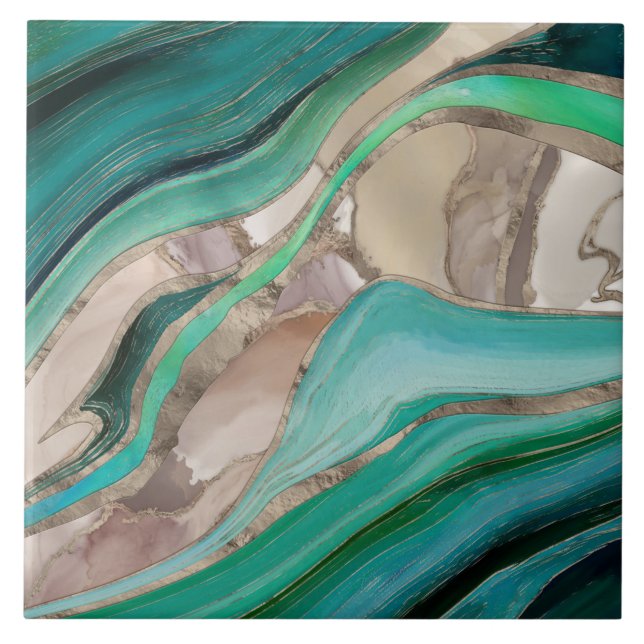 Carreau Marbre vert émeraude et taupe (Devant)