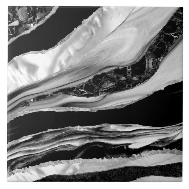 Carreau Marbres noirs et mère de perle (Devant)