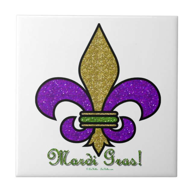 Carreau Mardi Gras Coloré Fleur De Lis (Devant)