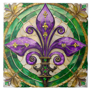 Carreau Mardi Gras Vitrail Fleur de lis