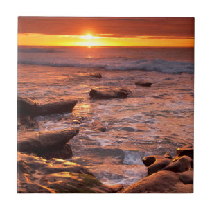 Carreau Mares résiduelles au coucher du soleil, Californie