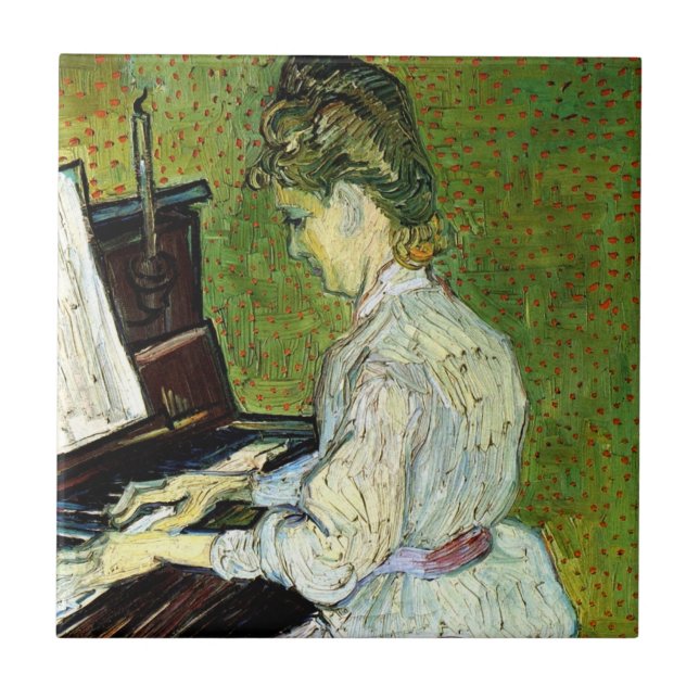 Carreau Marguerite Gachet au piano par Vincent van Gogh (Devant)
