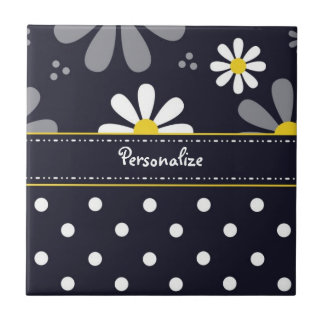 Carreau Marguerites Girly et pois de mod avec le nom