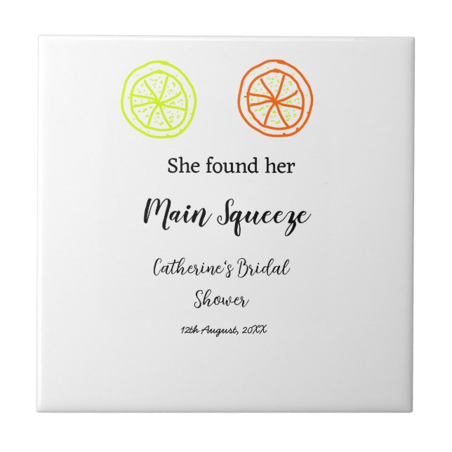 Carreau Mariage citronné Main Squeeze personnalisé d (Devant)