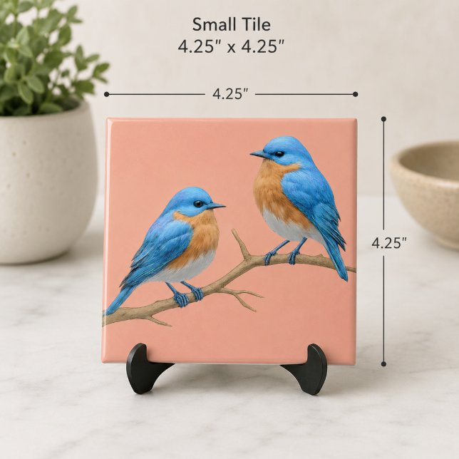 Carreau Mariage d'oiseaux bleus romantiques d'inséparables (Créateur téléchargé)