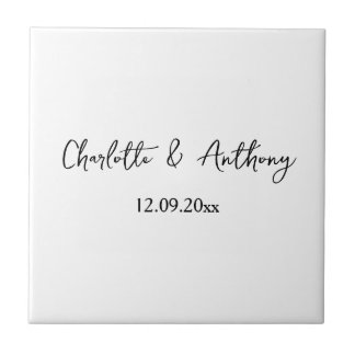 Carreau Mariage Élégant Script Creative Black White