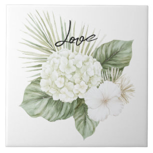 Carreau Mariage floral d'hydrangea de plage Aloha tropical