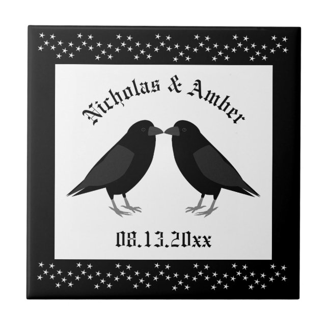 Carreau Mariage gothique Baiser Ravens Personnalisé (Devant)