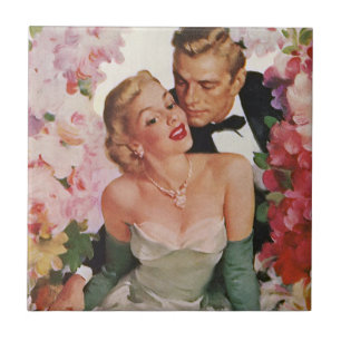 Carreau Mariage Vintage, Jeunes Mariés Rétro Mariés