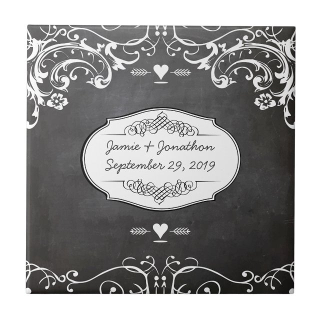 Carreau Mariages à la typographie sur tableau noir (Devant)