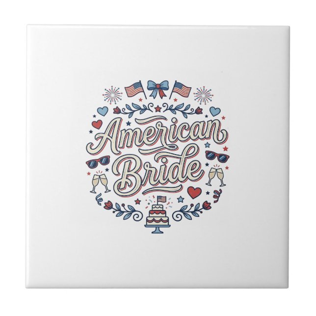 Carreau Mariée Américaine Création Vectorielle De Mariage  (Devant)
