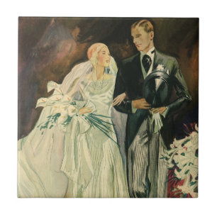Carreau Mariée et mariée Mariage Art déco vintage mariée e