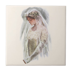 Carreau Mariée victorienne vintage avec la Bible Harrison