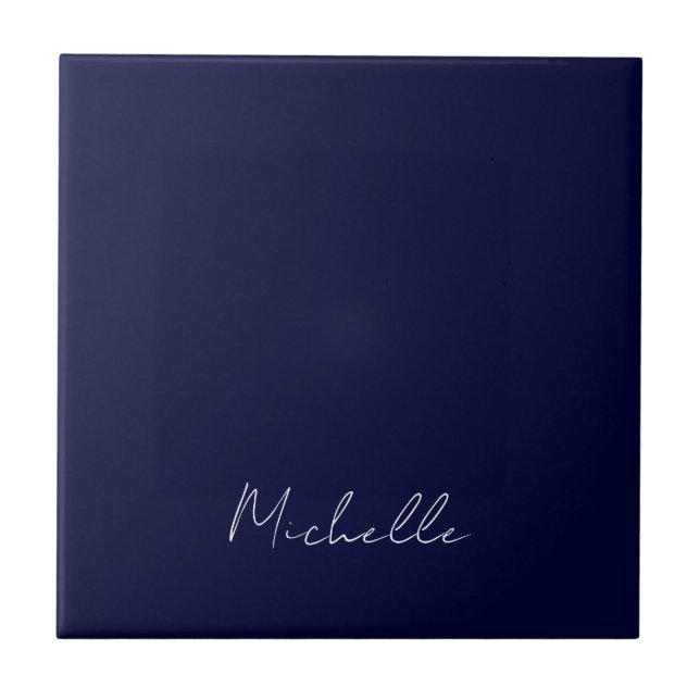 Carreau Marine Bleu Couleur Plaque Moderne Nom Propre Call (Devant)