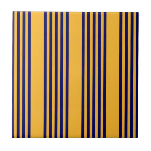 Carreau Marine bleu et jaune soleil cinq bandes motif