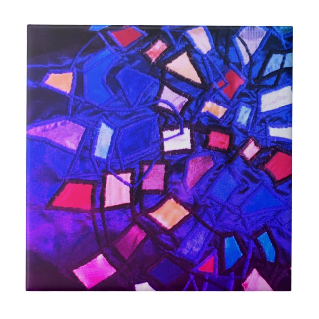 Carreau Marine bleu violet rose marine abstrait (Devant)