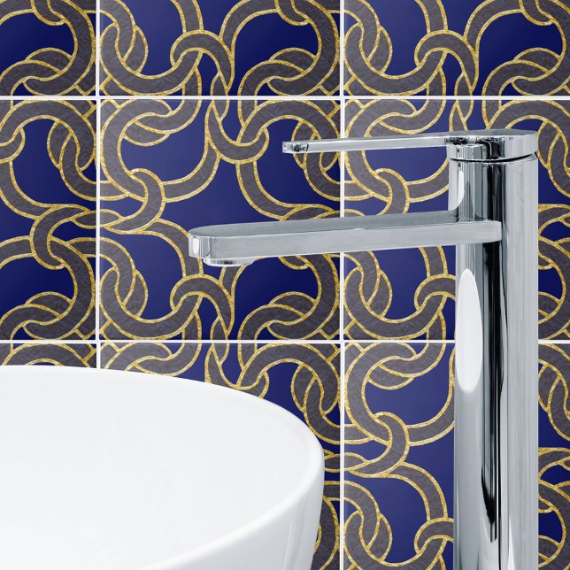 Carreau Marine Blue & Gold Celtic noeud Motif sans couture (Créateur téléchargé)
