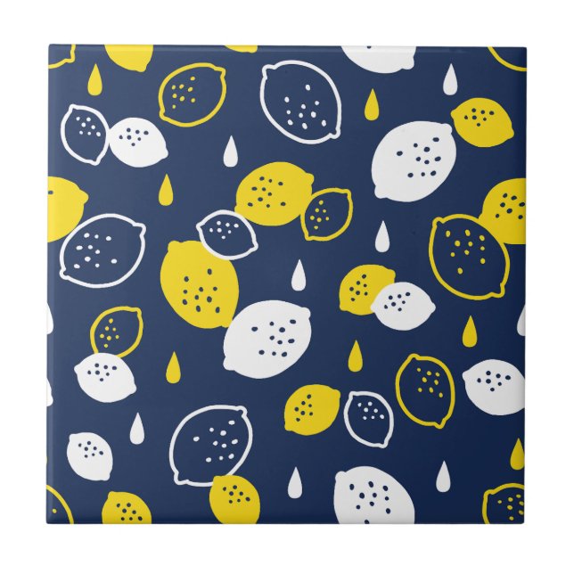 Carreau Marine Blue Lemon Art - Refresh Citrus Design (Devant)