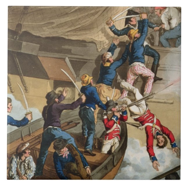 Carreau Marins britanniques embarquant un homme de guerre, (Devant)